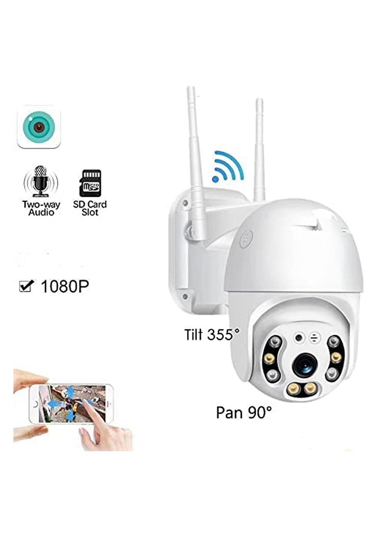 Outdoor Security View WiFi CCTV Camera With 360° Motion Detection Siren Light Alert Color Night Vision 2-Way Audio For Home Security