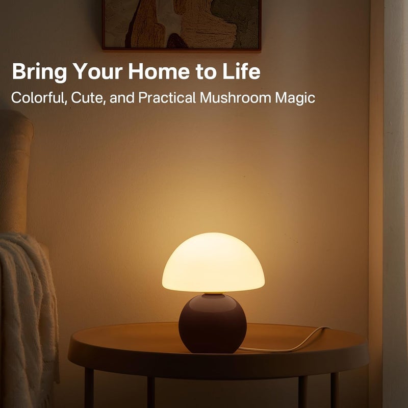 Dawnwake Mushroom Lamp Table Lamp for Bedroom,Desk Bedside Small Lamps for Living Room Night Stands,Mushroom Decor Cute Mini Modern Mid Century Lamps,Unique Aesthetic Home Living Room Decor(Coffee) - Image 2