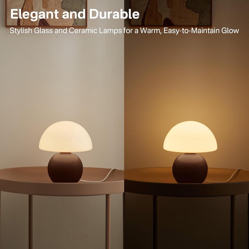 Dawnwake Mushroom Lamp Table Lamp for Bedroom,Desk Bedside Small Lamps for Living Room Night Stands,Mushroom Decor Cute Mini Modern Mid Century Lamps,Unique Aesthetic Home Living Room Decor(Coffee) - Image 3