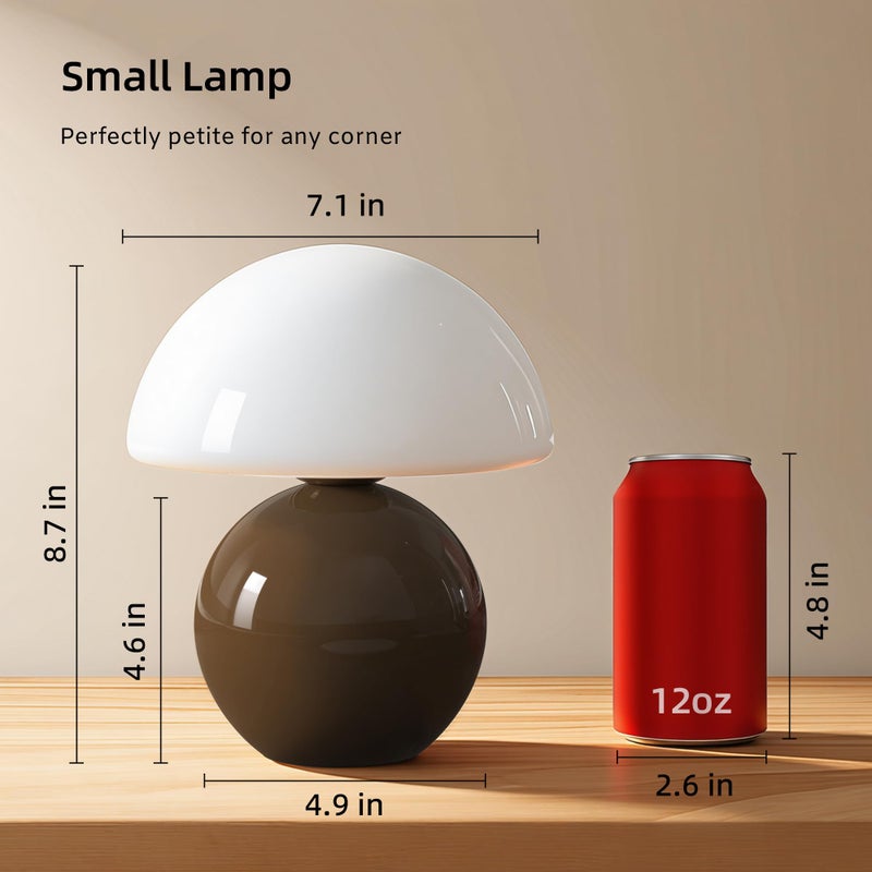 Dawnwake Mushroom Lamp Table Lamp for Bedroom,Desk Bedside Small Lamps for Living Room Night Stands,Mushroom Decor Cute Mini Modern Mid Century Lamps,Unique Aesthetic Home Living Room Decor(Coffee) - Image 5