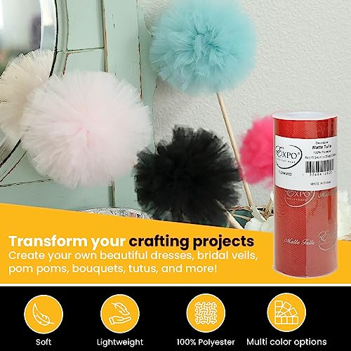 Expo International Decorative Matte Tulle, Lightweight Polyester Tulle Fabric for Tutus, Costumes, and Party Decorations, Washable, Easy-to-Use, 6 Inch x 25 Yards, Red, Pack of 1 - Image 4