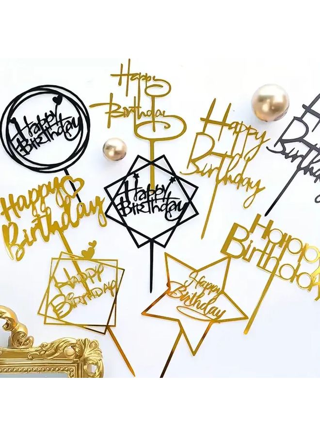 Happy Birthday Cake Toppers 10 Pcs Acrylic Party Decorations For Halloween Christmas - Image 1
