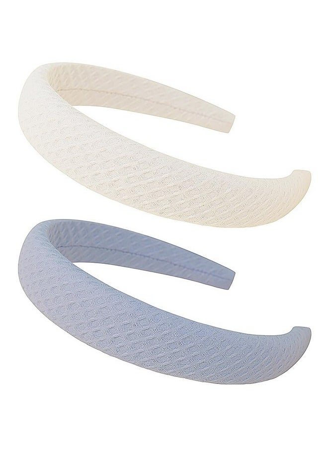 YARN & INK - Women'S 2 Pcs Padded Headbands Set For Women Fashion Handmade Wide Fabric Light Purple Headband Hair Accessories (Lavender Cream) - Image 1