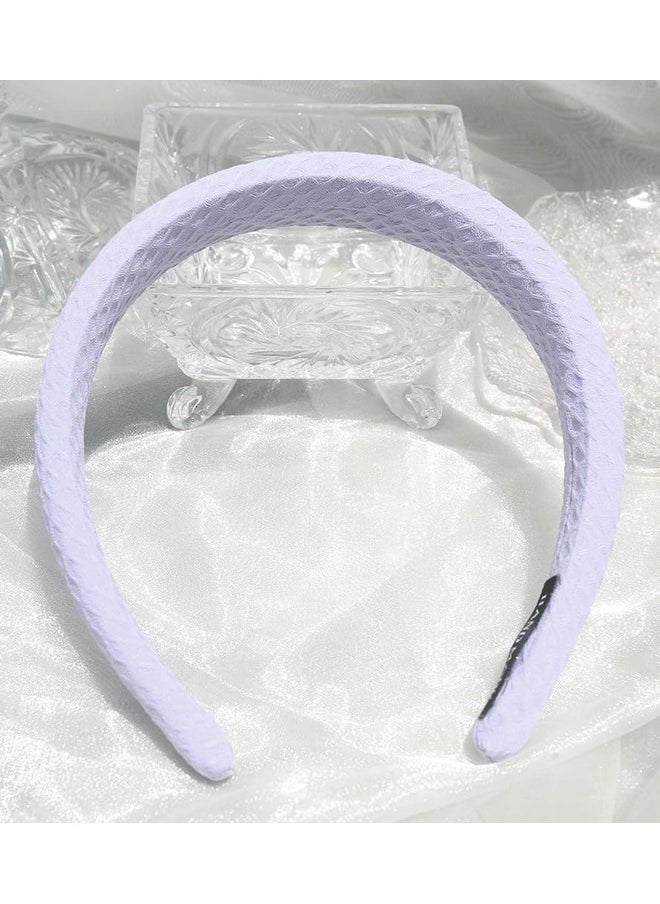 YARN & INK - Women'S 2 Pcs Padded Headbands Set For Women Fashion Handmade Wide Fabric Light Purple Headband Hair Accessories (Lavender Cream) - Image 1