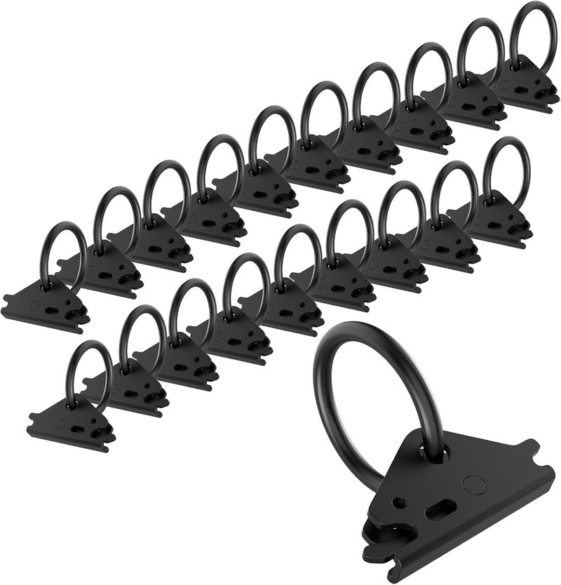 Eapele 20pcs Steel E-Track O Ring Tie-Down Anchors, Secure Cargo in Enclosed/Flatbed Trailers, Trucks, Load Limit of 1500lb(Black) - Image 1