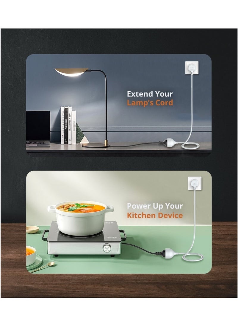 كيلا سلك تمديد طاقة عالمي أحادي الاتجاه بطول 5 أمتار، كابل تمديد بمقبس واحد بطول 5 أمتار، سلك كهربائي بقوة 2500 وات بمقبس واحد للمكتب والطاولة والأرضية والمكتب والسيارة - Image 4