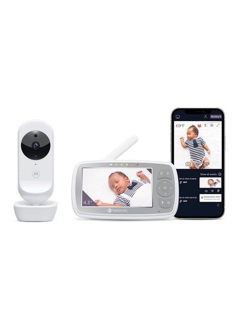 Motorola Baby Monitor VM44 - WiFi Video Baby Monitor with Camera 4.3" HD Screen - Connects to Nursery App, 1000ft Long Range, Two-Way Audio, Remote Pan-Tilt-Zoom, Room Temp, Lullabies, Night Vision