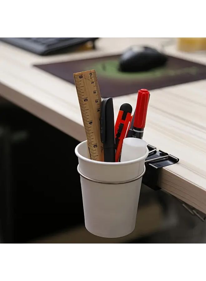 Black Stainless Steel Cup Holder With Pen Slot Ergonomic Desk Organizer For Office Home Bathroom - Image 4