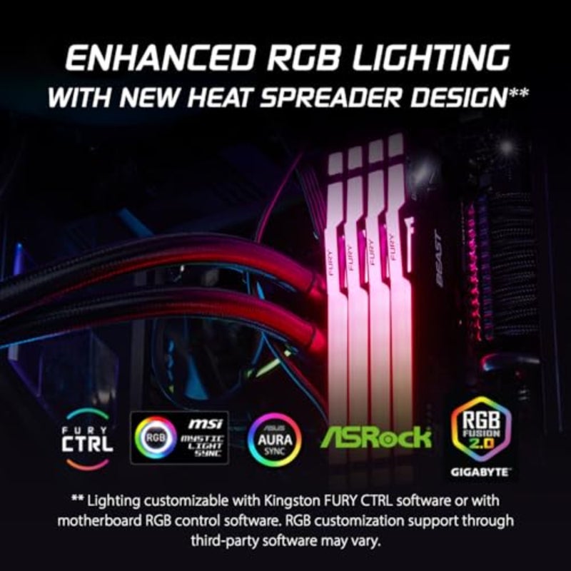 ذاكرة وصول عشوائي لسطح المكتب للألعاب وإنشاء المحتوى، DDR5 6000MT/s CL36، 32 جيجابايت 2 × 16 جيجابايت، مبدد حراري أسود مع إضاءة RGB، معتمد من AMD EXPO، جاهز للتوصيل والتشغيل - Image 2