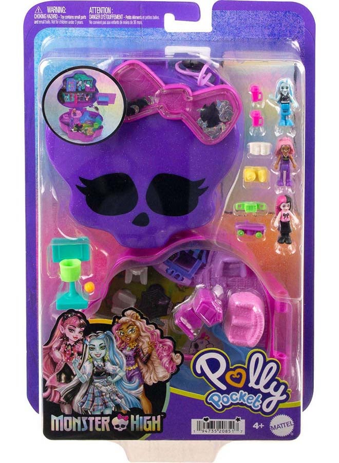 Polly Pocket بولى بوكيت × مونستر هاي كومباكت مع 3 دمى ميكرو وإكسسوارات - Image 1