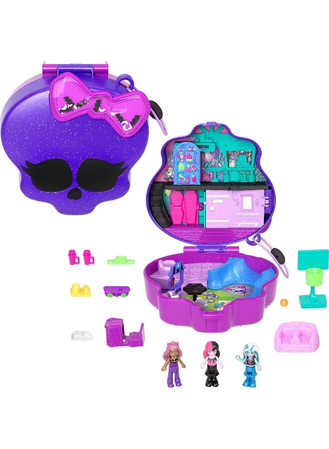 Polly Pocket بولى بوكيت × مونستر هاي كومباكت مع 3 دمى ميكرو وإكسسوارات - Image 2