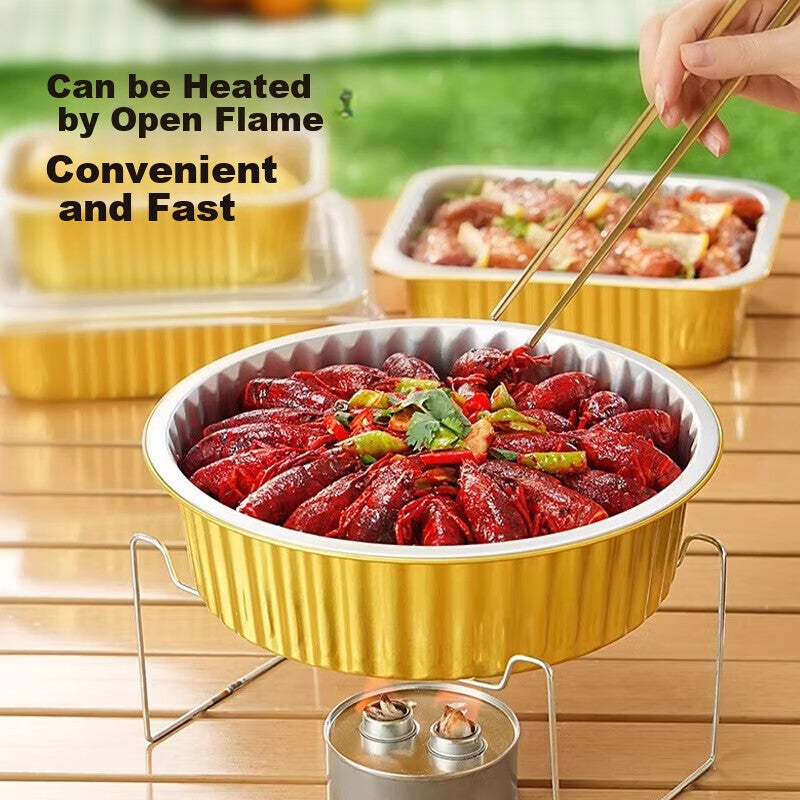 Maxcook Air Fryer Aluminum Foil Trays, Aluminum Foil Plates Bowls Baking Pans for Baking Barbecue Hot Pot Disposable with Lid 5 Pieces MCPJ6613 - Image 4