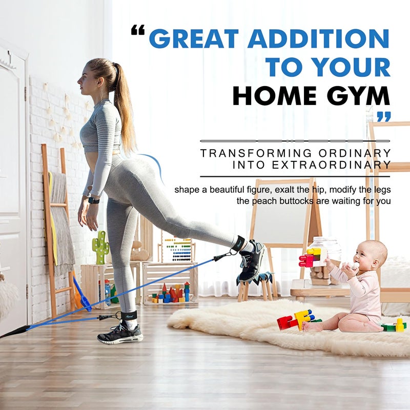 HPYGN Exercise Bands with Handles, Workout Bands, Fitness Bands with Door Anchor and Ankle Straps, for Heavy Resistance Training, Physical Therapy, Shape Body, Yoga, Home Workouts Set - Image 5