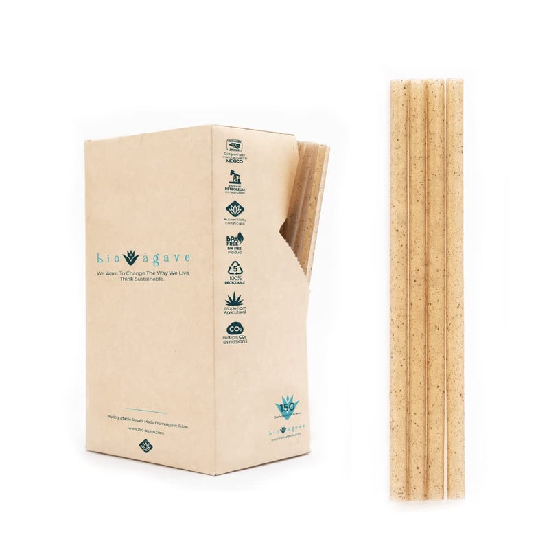 BIO AGAVE BIO AGAVE Biodegradable 59 Cocktail Short Straws Made From Agave Fibers 150 Pcs  PlantBased EcoFriendly Products  Drinking Straws  Reusable Straws  PlasticFree  Gluten Free 