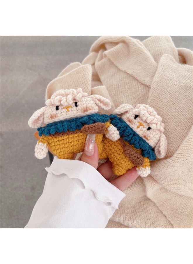 Generic - Knitted Backpack Lamb Suitable For Apple AirPods 4 Generation Pro2 Bluetooth Headset Protective Cover 1/2/3 Generation Soft Case-Color:Knitted Backpack Lamb-Applicable Model:Airpods 3rd Generation - Image 1