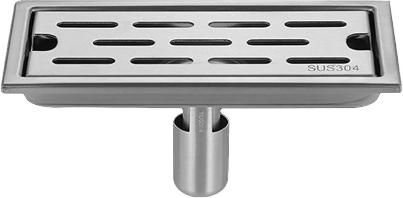 YueStar 8 Inch Rectangle Linear Shower Drain with Removable Strainers -Odor -clogging Hair Stopper Catcher Sink Brushed Strainer Stainless Steel Drain Protectors Bathroom Floor Drainer - Image 1