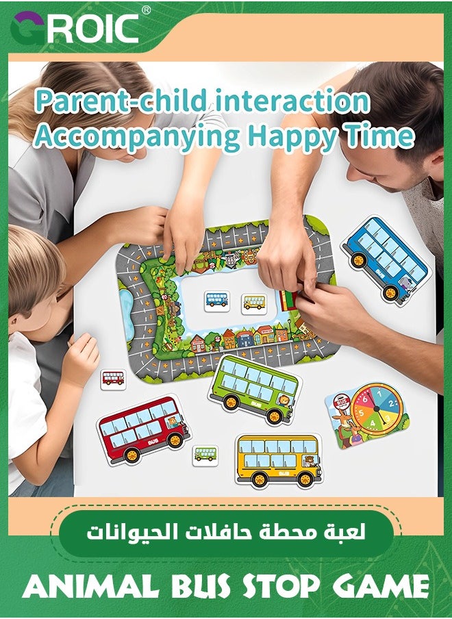 GROIC - Animal Bus Stop Game for Kids, Addition and Subtraction Numbe Gamer Math Games, Preschool Games Toddler Car Toys for 3+, Pick up and Drop Off Passengers on Bus Game 2-4 Players - Image 1