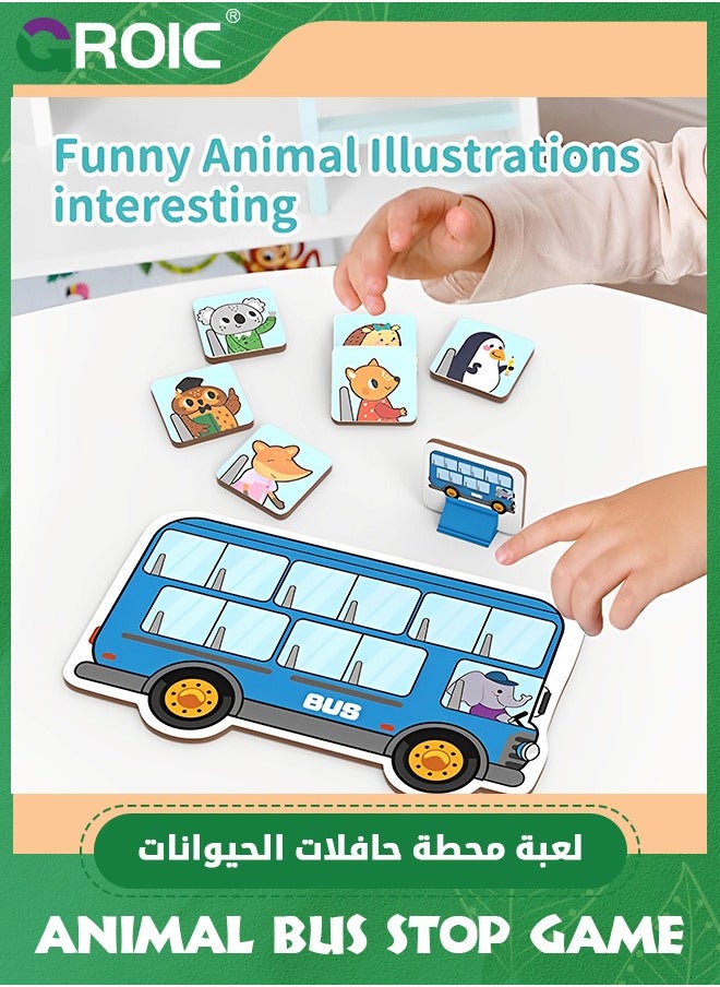 GROIC - Animal Bus Stop Game for Kids, Addition and Subtraction Numbe Gamer Math Games, Preschool Games Toddler Car Toys for 3+, Pick up and Drop Off Passengers on Bus Game 2-4 Players - Image 1