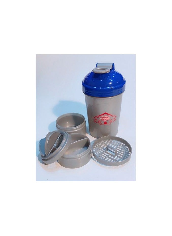 BodyBuilding 500ML Protein Powder Shaker Bottle with Storage Compartments 3-Layers, Grey  - Image 5