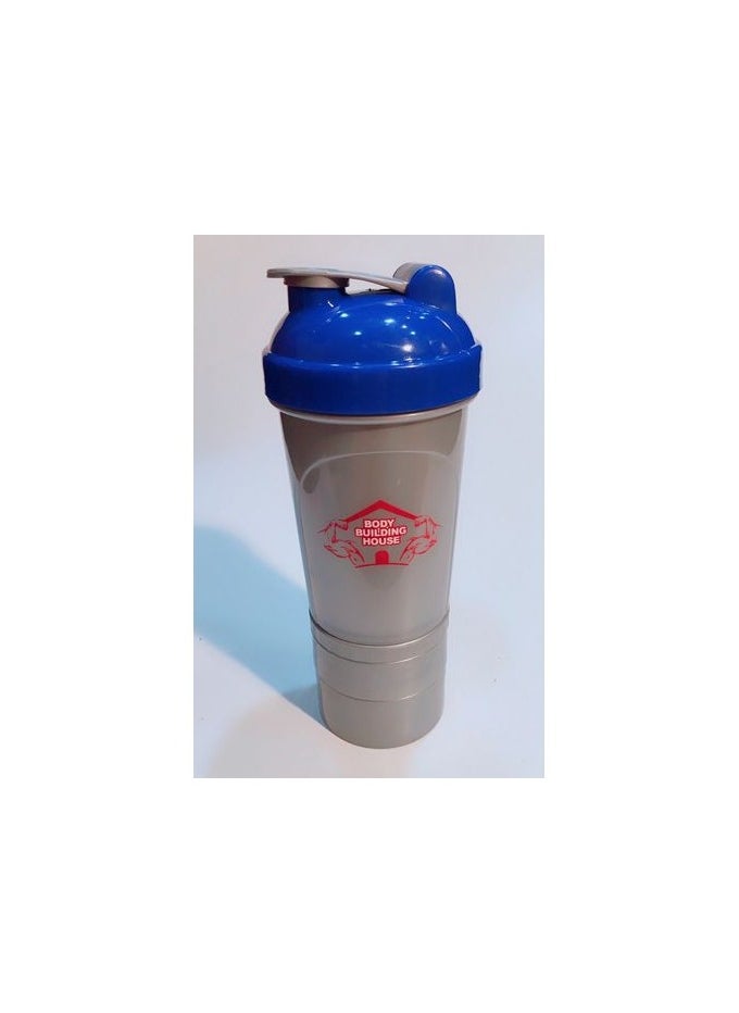 BodyBuilding 500ML Protein Powder Shaker Bottle with Storage Compartments 3-Layers, Grey  - Image 4