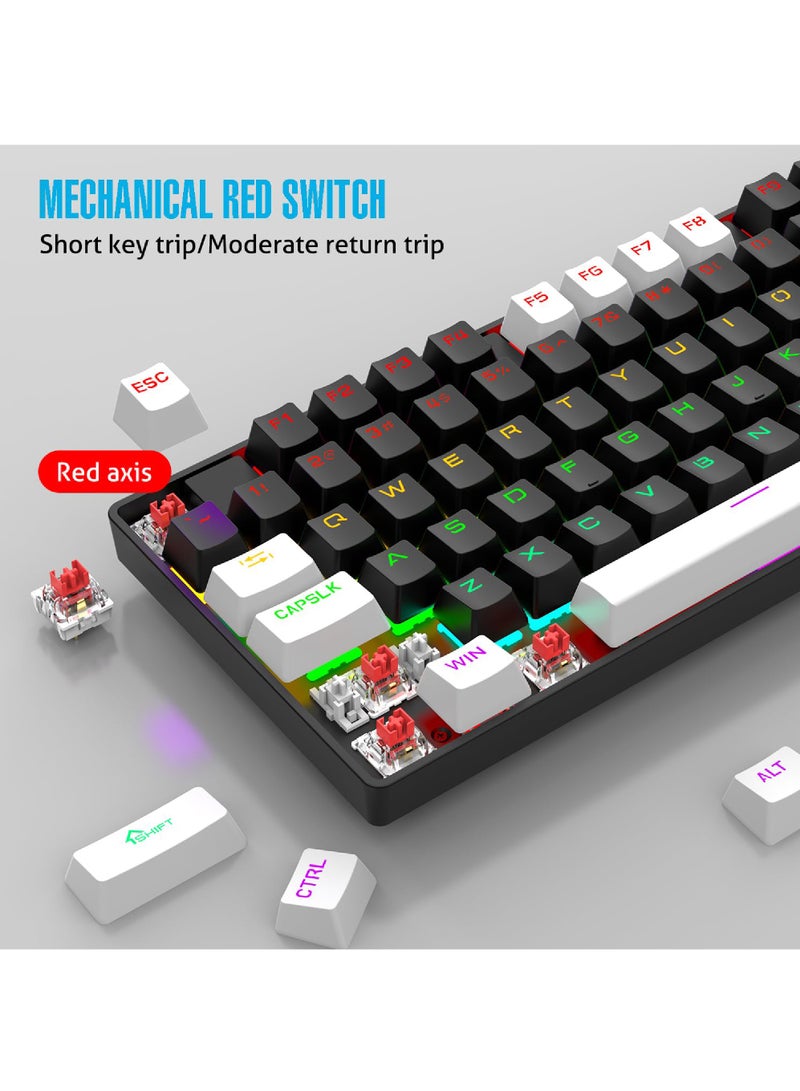 Rock Pow ROCK POW Wired Gaming Keyboard English 104 Keys Mechanical Keyboard with RGB Backlit 19 Modes, Media Control Knob, PBT Keycaps for PC Gaming and Working (Red Switch)  - Image 2