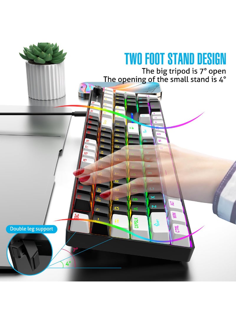 Rock Pow ROCK POW Wired Gaming Keyboard English 104 Keys Mechanical Keyboard with RGB Backlit 19 Modes, Media Control Knob, PBT Keycaps for PC Gaming and Working (Red Switch)  - Image 5
