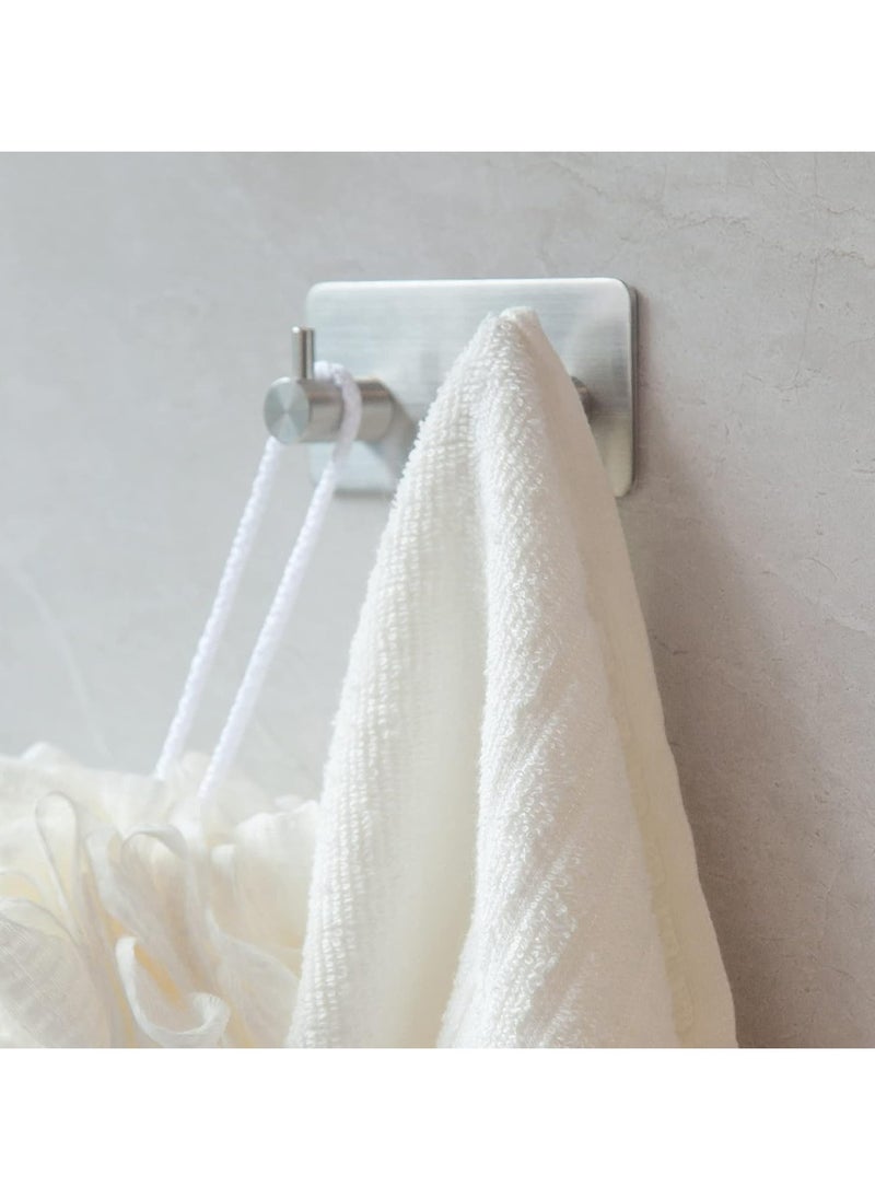 Oasisgalore Adhesive Towel Hooks for Bathrooms Shower no drill Heavy Duty Wall Hooks self adhesive towel rack Stick On Wall Coats Hooks Brushed nickel Adhesive hanger for Kitchen,Door,Key,2 Hooks Silver  - Image 3