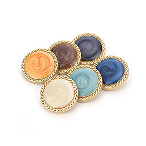 vingol 5 PCS Vintage Gold Women's Buttons for Clothing Decoration Metal Coat Button DIY Sewing Craft Accessories (Black, 15mm) - Image 2