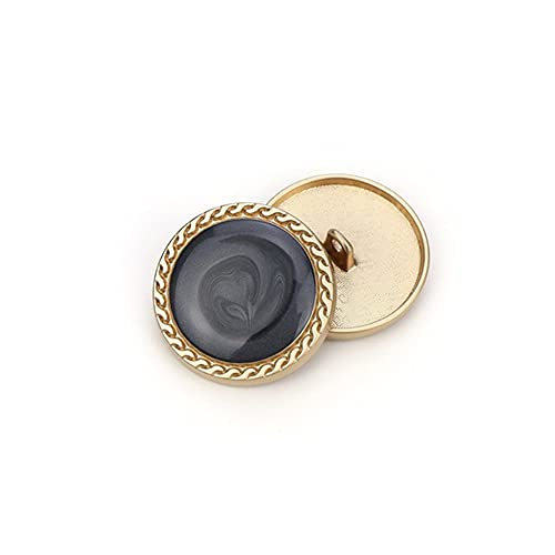 vingol 5 PCS Vintage Gold Women's Buttons for Clothing Decoration Metal Coat Button DIY Sewing Craft Accessories (Black, 15mm) - Image 1