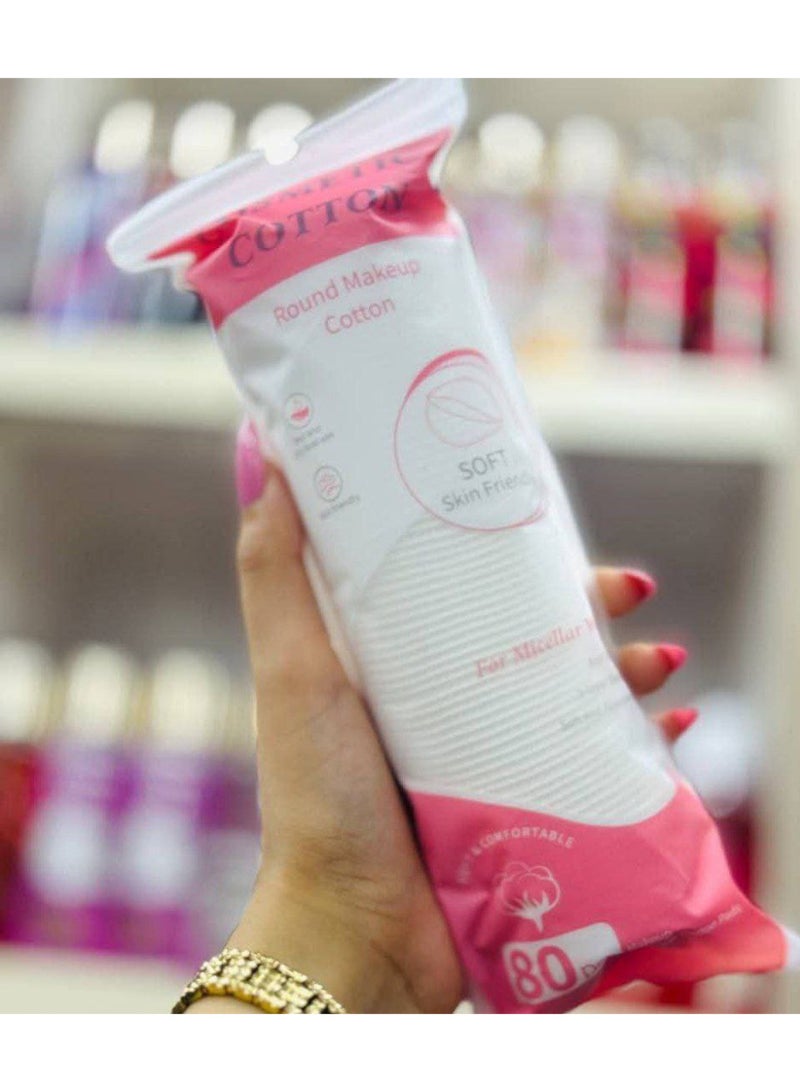 3 عبوات من 80 قطعة وسادات قطنية لإزالة المكياج (80 * 3 = 240 وسادة) وسادات قطنية مستديرة مزدوجة الوجه فائقة الجودة - Image 2