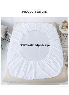 Fabienne Waterproof Mattress Protector Cotton 150x200cm Double/Queen Bed Size Cotton+TPU High Absorption Pad Cover for Bed Fitted Style 100% Waterproof Breathable and Durable White  - Image 2