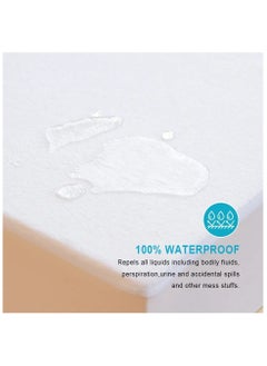 Fabienne Waterproof Mattress Protector Cotton 150x200cm Double/Queen Bed Size Cotton+TPU High Absorption Pad Cover for Bed Fitted Style 100% Waterproof Breathable and Durable White  - Image 4