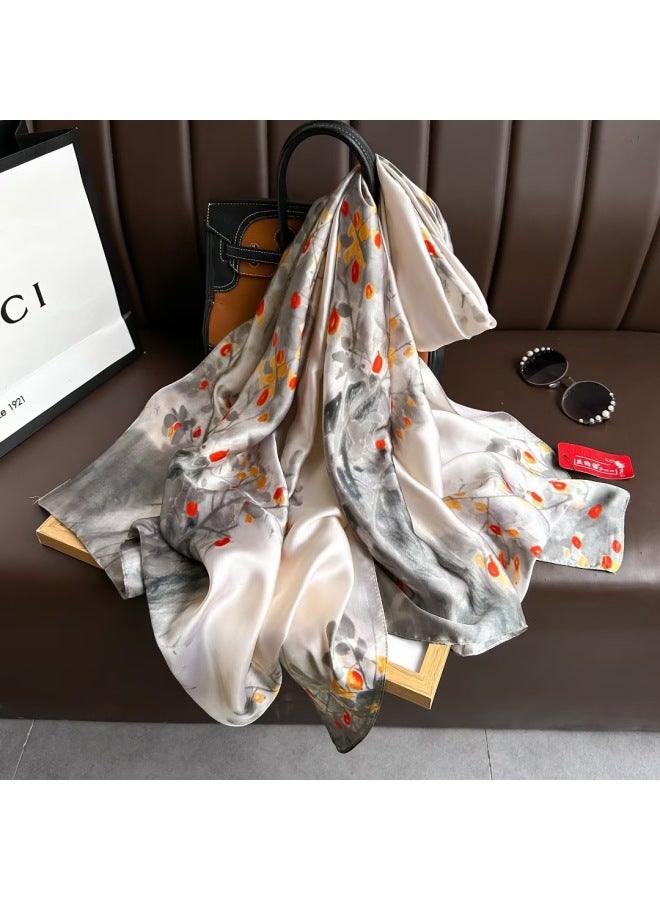 Hangzhou Silk Western Style Long Jiangnan Style Summer Travel Sunscreen Silk Scarf Women's External Scarf Shawl Dual-use