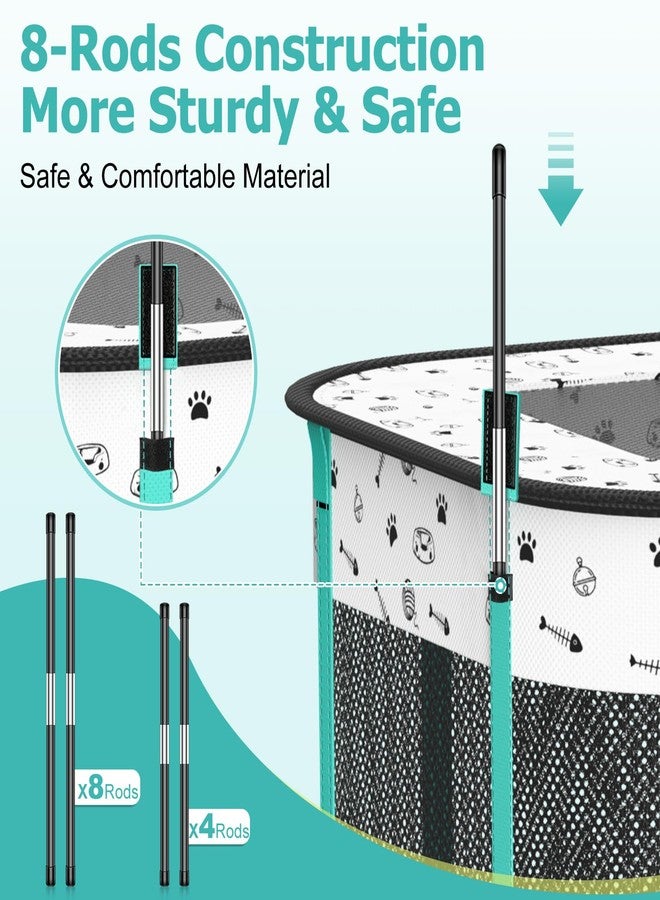 BUFOR Portable Cat Playpen, Foldable Pet Dog Playpen, for Kitten Puppy Play Pen Indoor/Outdoor, Cats Enclosure Cages Tent with Carrying Case, 600D Oxford 8-Rods, 32"x24"x22" - Image 4