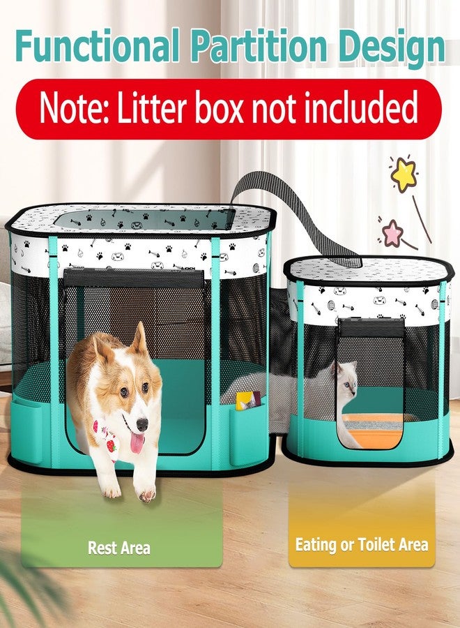 BUFOR Portable Cat Playpen, Foldable Pet Dog Playpen, for Kitten Puppy Play Pen Indoor/Outdoor, Cats Enclosure Cages Tent with Carrying Case, 600D Oxford 8-Rods, 32"x24"x22" - Image 2