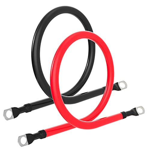 TUELETFU كابل بطارية 2 AWG كابلات عاكس الطاقة 2AWG مع أطراف 5/16 بوصة للاستخدام في السيارات والطاقة الشمسية والبحرية والقوارب والمركبات الترفيهية والدراجات النارية (2 قدم) - Image 3