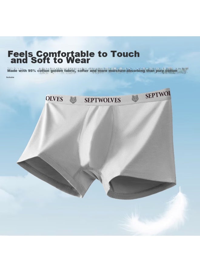 Septwolves Septwolves Men's Underwear, Spring And Summer Pure Cotton Boxer Briefs, Mulberry Double-layer Crotch, 7a Antibacterial, Mid-rise, Breathable, Elastic, Four-corner Shorts  - Image 5