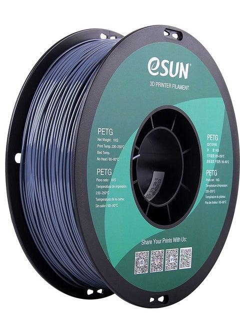 Esun 3D Printer Filament PETG  1.75 mm Dimensional Accuracy +/- 0.05 mm 1 Kg (2.2 lbs) Spool 3D Printing Material for 3D Printers - Solid Grey