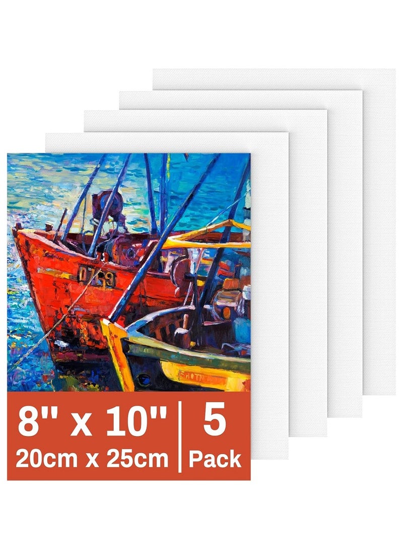 5-Pack Canvas Board for Painting, 8x10inch Canvas for Painting Cotton Primed Acid Free Blank Canvas Panels for Markers, Oil Paint, Watercolor, Acrylic Paint, Gouache and Tempera. - Image 1