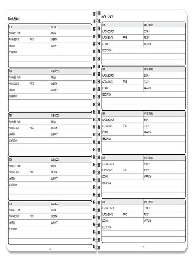 BookFactory Home Inventory Log Book, 8.5" x 11" Wire-O, 100 Pages - Image 3