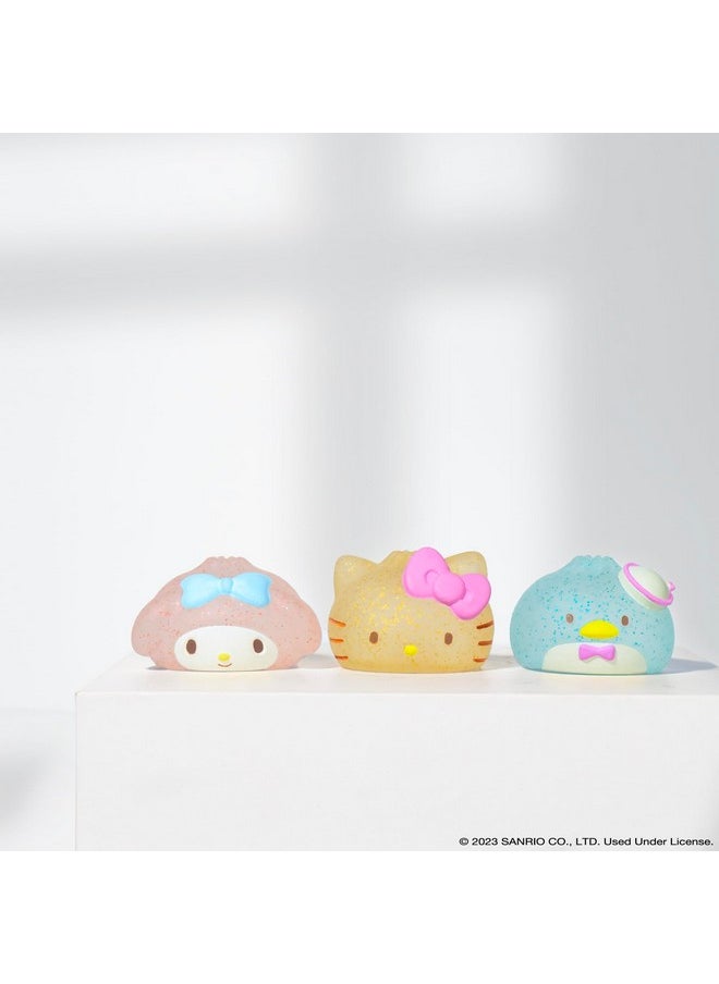 Hamee - Squishu Sanrio Gold Glitter Steam Bun Squishy [Cute Water Filled Sparkle Sensory Toy] [Soft Squeeze Ball] [Hand Therapy Relaxing] Gift For Kids, Adults - Hello Kitty, My Melody, And Tuxedosam - Image 1