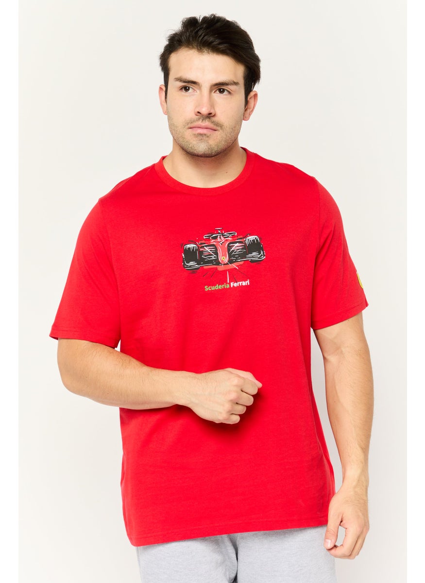Puma x Scuderia Ferrari - Men Sportswear Fit Graphic Print Short Sleeves Outdoor T-Shirt, Red - Image 1