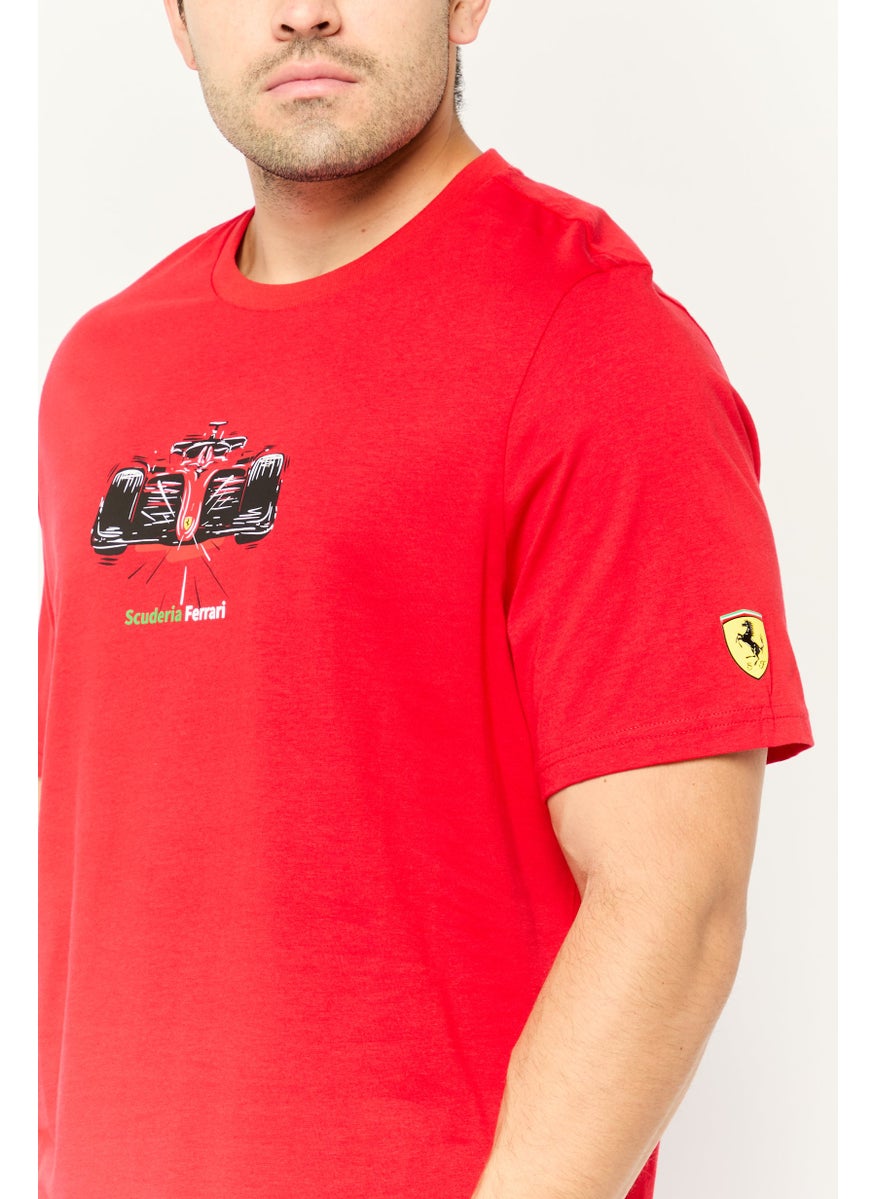 Puma x Scuderia Ferrari - Men Sportswear Fit Graphic Print Short Sleeves Outdoor T-Shirt, Red - Image 1