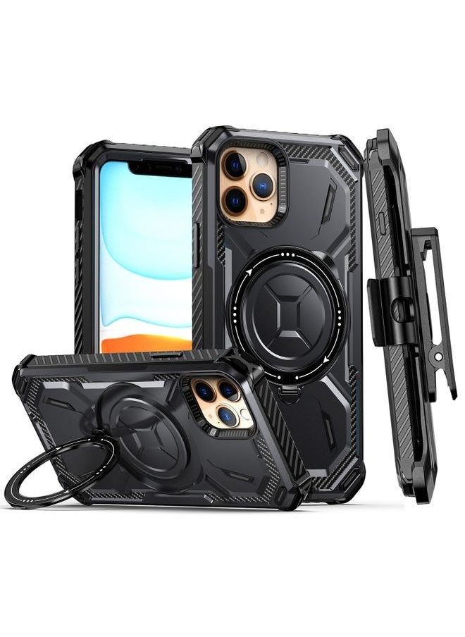 Generic Case Cover For iPhone 13 Armor Series Holder Phone Case with Back Clip Black 