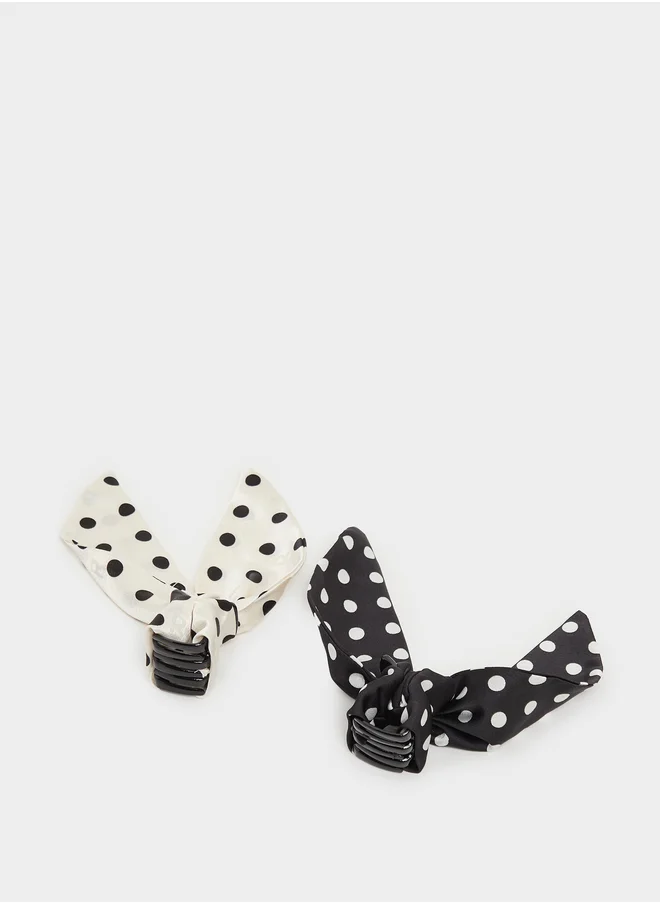 ستايلي Set of 2 - Polka Dot Print Claw Clips