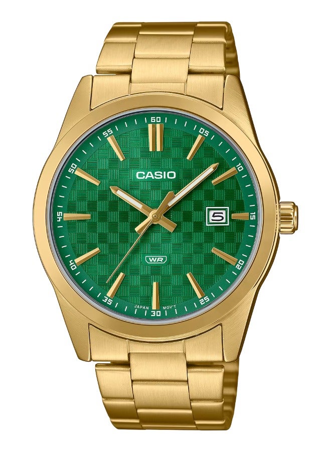 CASIO ساعة رجالية انالوج بسوار من الستانلس ستيل MTP-VD03G-3A