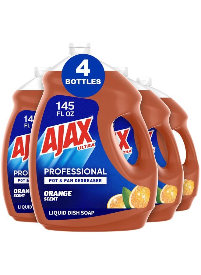 Ajax Ultra Professional Pot & Pan Degreaser Dish Liquid, Orange Scent - 145 Fluid Ounce (pack of 4) - Image 1