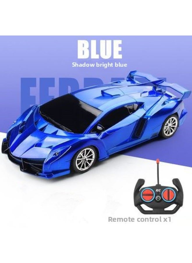 Generic 1:18 Wireless Remote Control Racing Car Speed Drift Charge Electric Light Car Boy Children's Toys Wholesale-Color:Rambo [Shadow Bright Blue] Color Boxed-Proportion:Rechargeable Version (1 Charger/3 Rechargeable Batteries) + 2 Ordinary Batteries  - Image 1