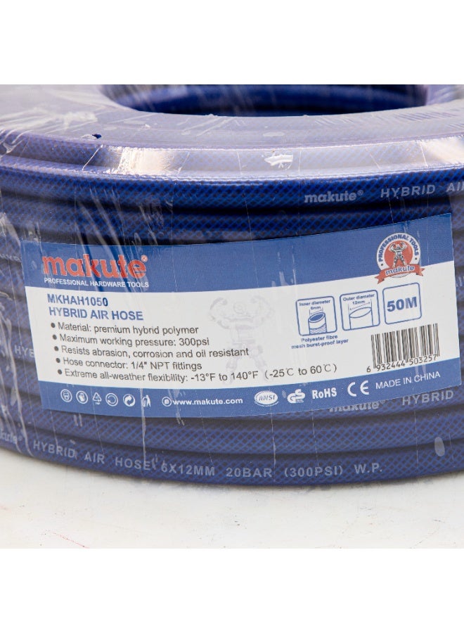 Makute MKHAH1050 50M Hybrid Air Hose, 300PSI Heavy Duty Compressor Tube, 1/4” NPT, Oil Abrasion Resistant, All Weather Flex -25°C to 60°C - Image 3