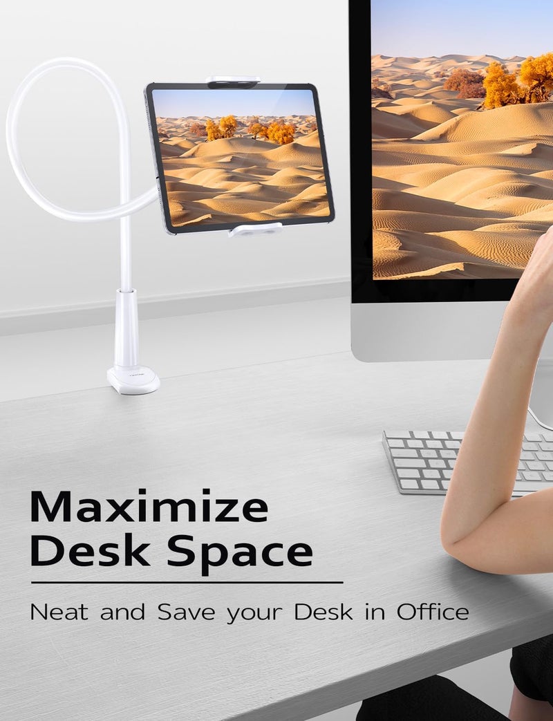 Tryone Gooseneck Tablet Holder Stand for Bed Adjustable Flexible Arm Tablets Mount Clamp on Table Compatible with iPad Air Mini | Galaxy Tabs | Kindle Fire | Switch or Other 4.7-10.5" Devices - Image 2